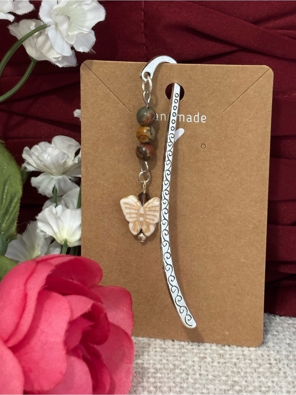 📚 Butterfly Bookmark with Brown Jasper